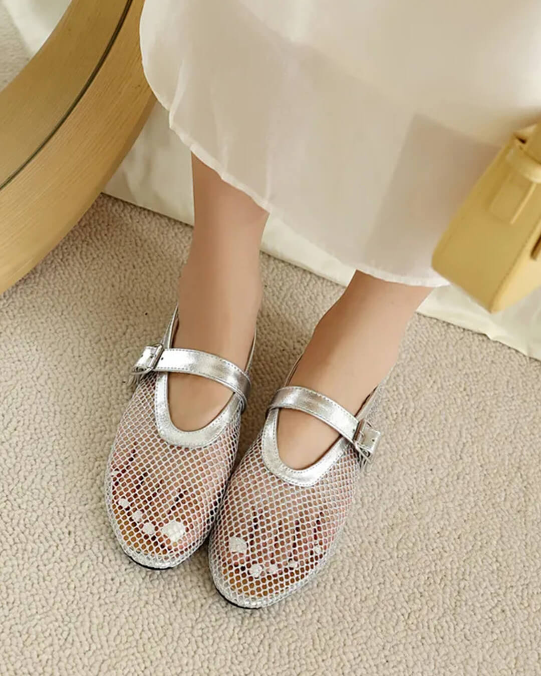 Bianca | Gesp Mesh Ballerina's