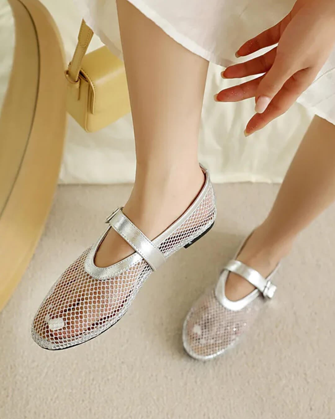 Bianca | Gesp Mesh Ballerina's