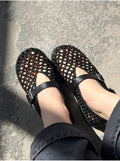 Bianca | Geweven Holle Platte Sandalen