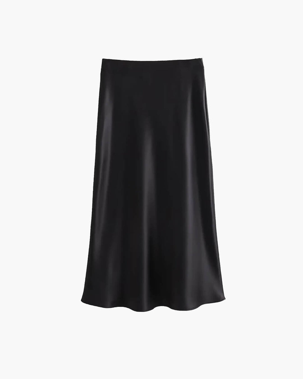 Anais | Hoge Taille Zwarte Satijnen Midi Rok