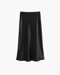 Anais | Hoge Taille Zwarte Satijnen Midi Rok