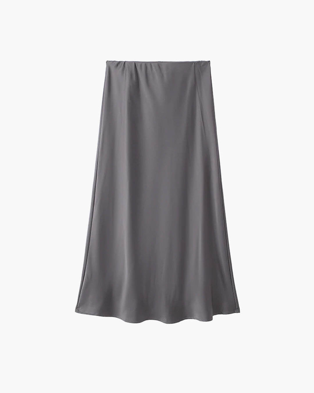 Anais | Hoge Taille Zwarte Satijnen Midi Rok