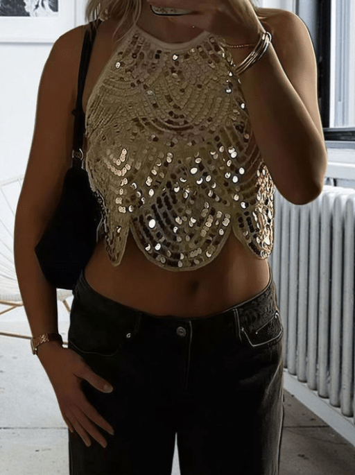 Sophia | Pailletten Haltertop