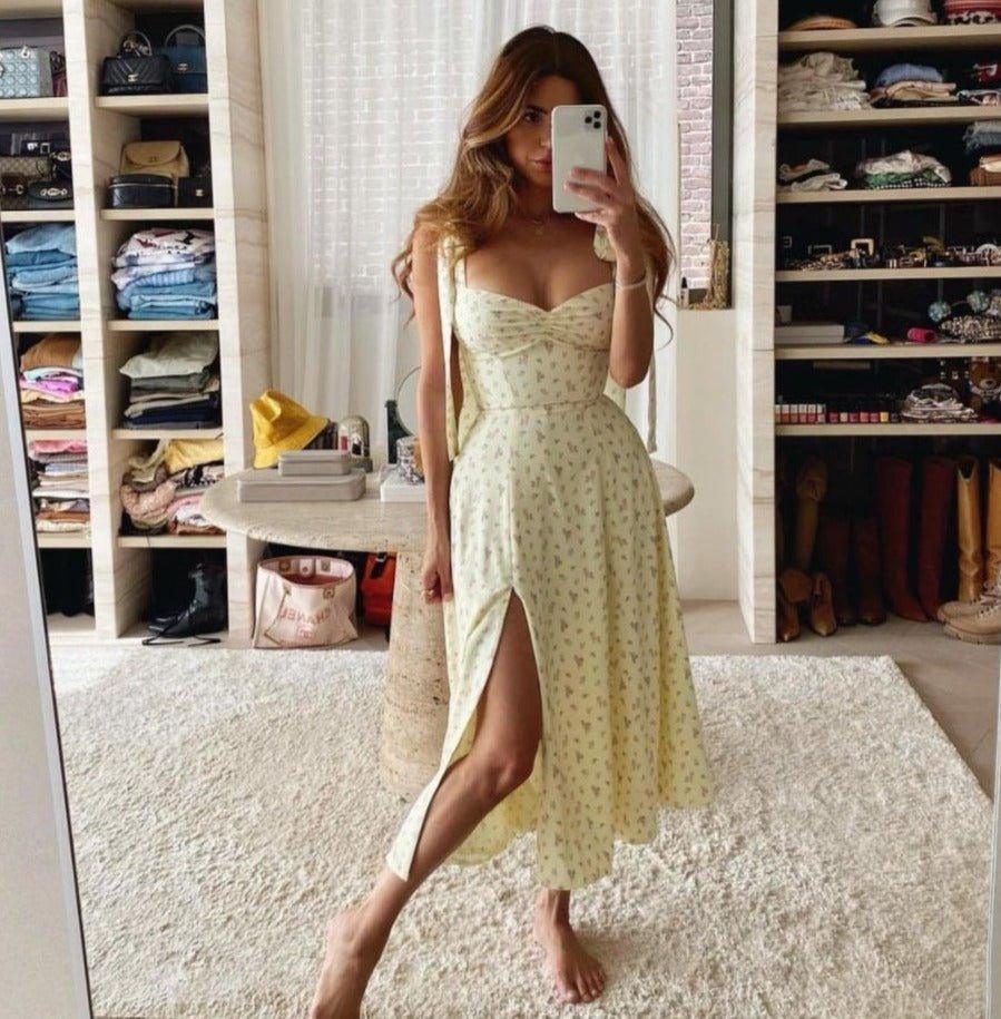 Sunny | Bloemenjurk met split