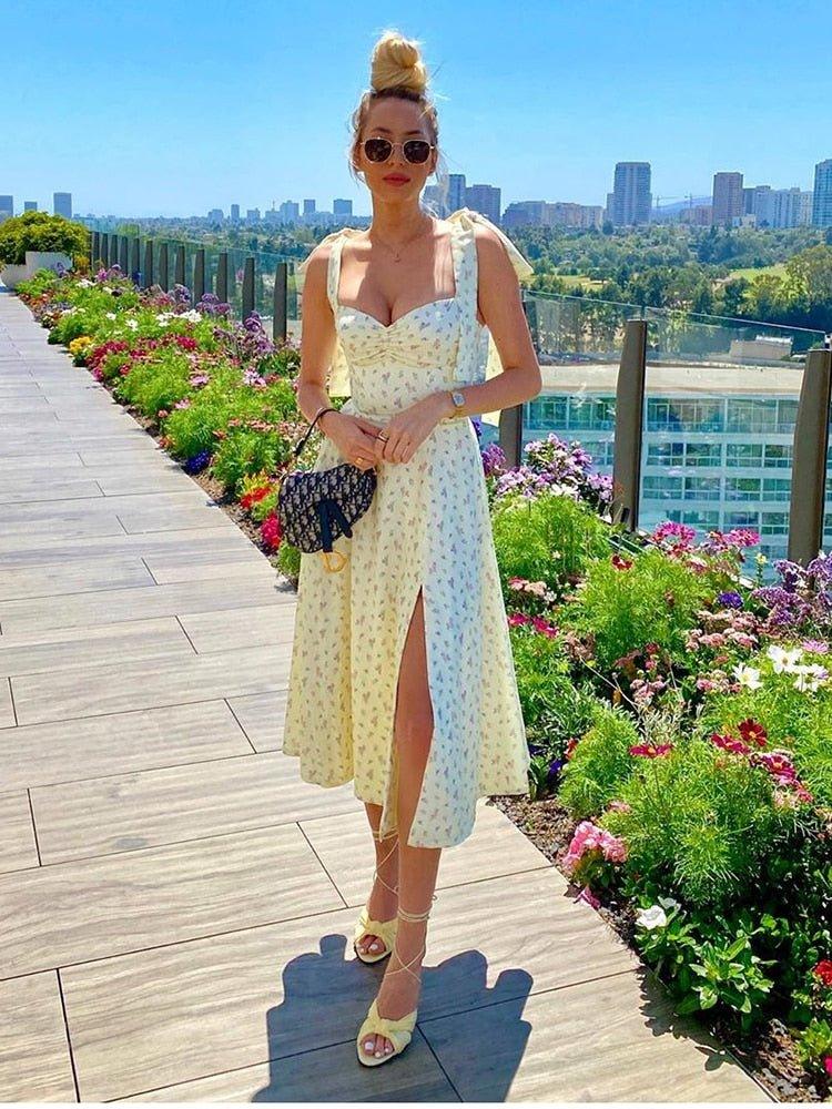 Sunny | Bloemenjurk met split