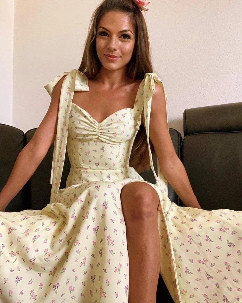 Sunny | Bloemenjurk met split