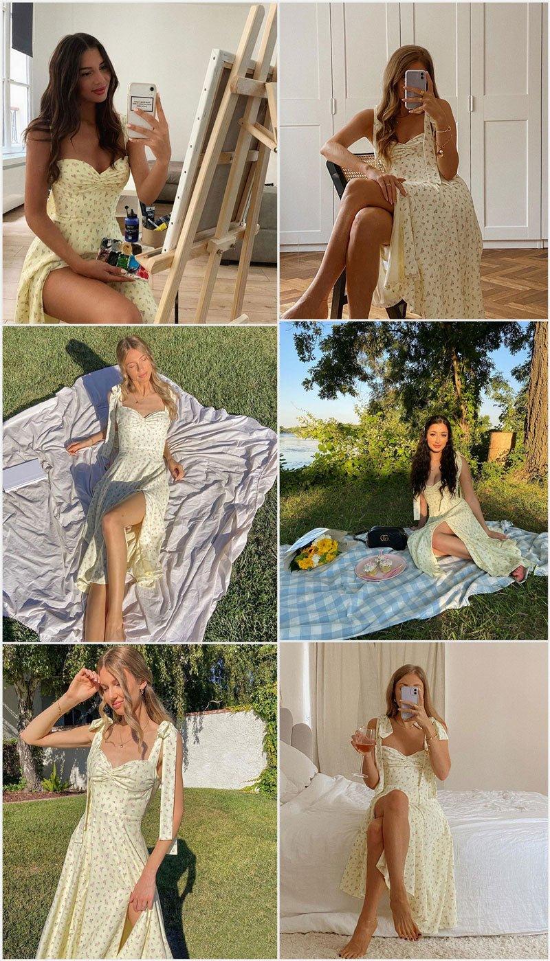 Sunny | Bloemenjurk met split