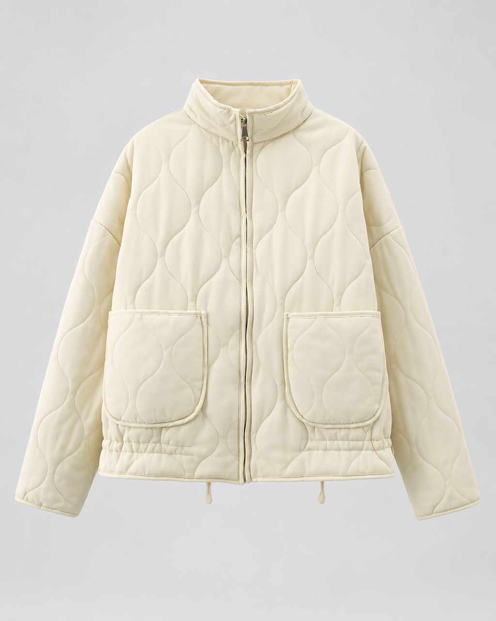 Adine | Oversized Gequiltede Jas met Rits en Zakken