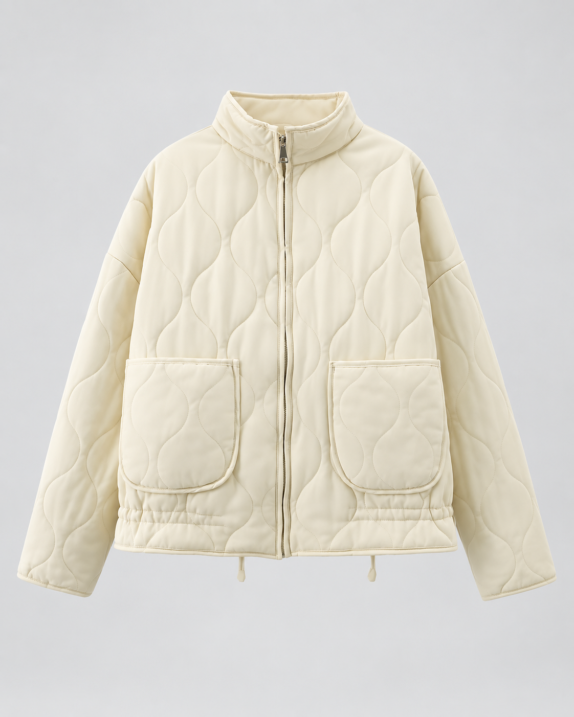Adine | Oversized Gequiltede Jas met Rits en Zakken