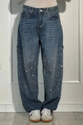 Chantal | Sprankelende Strass Brede Pijpen Jeans