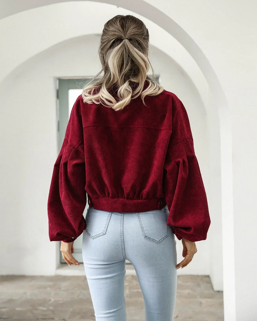 Franka | Korte Corduroy Jas met Knopen en Kraag