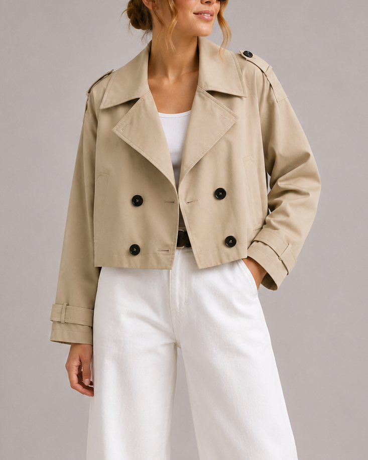 Lenneke | Korte Dubbelgeknoopte Trenchcoat