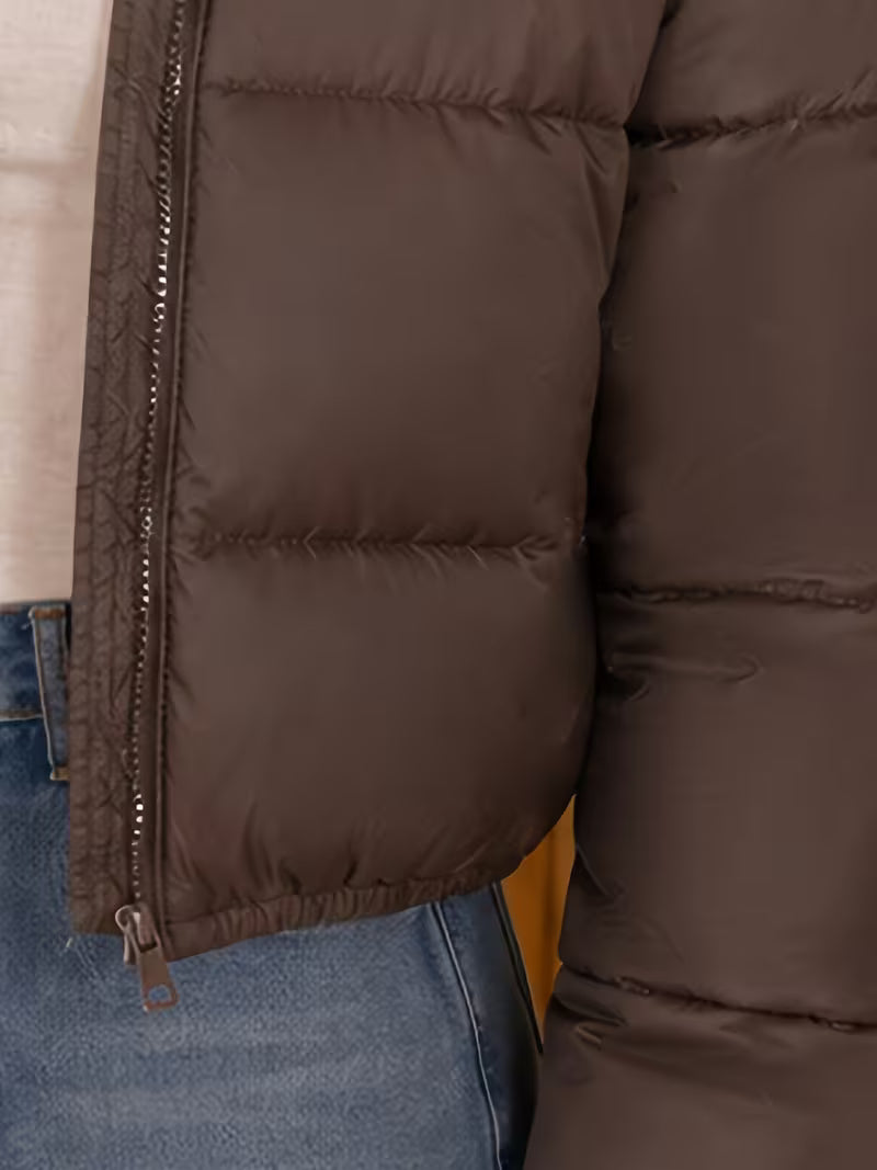 Doriene | Cropped Puffer Jacket met Funnel Nek