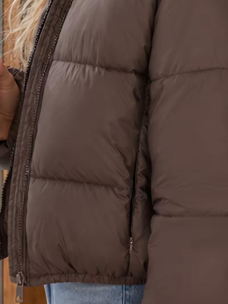 Doriene | Cropped Puffer Jacket met Funnel Nek