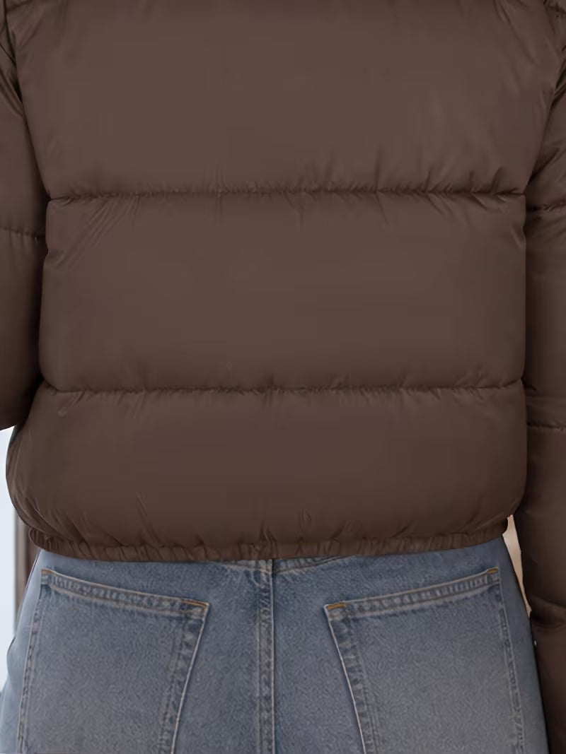 Doriene | Cropped Puffer Jacket met Funnel Nek