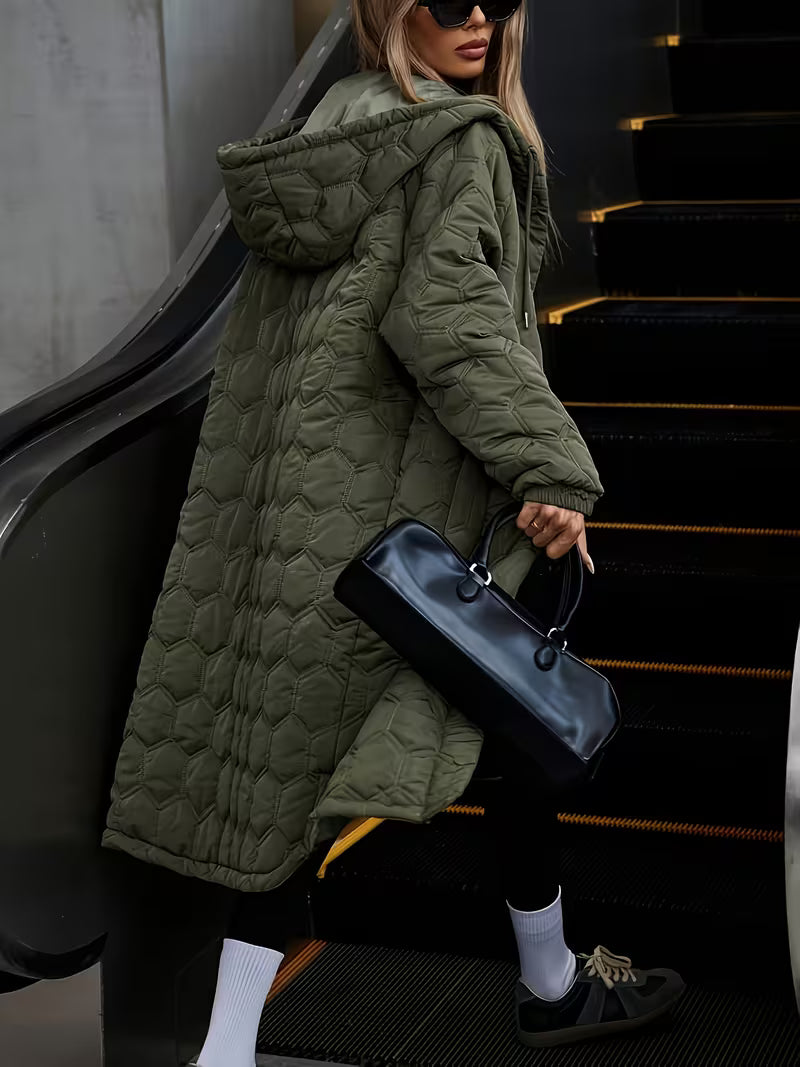 Feline | Longline Gequiltte Hooded Coat