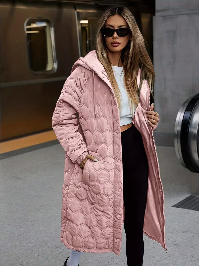 Feline | Longline Gequiltte Hooded Coat