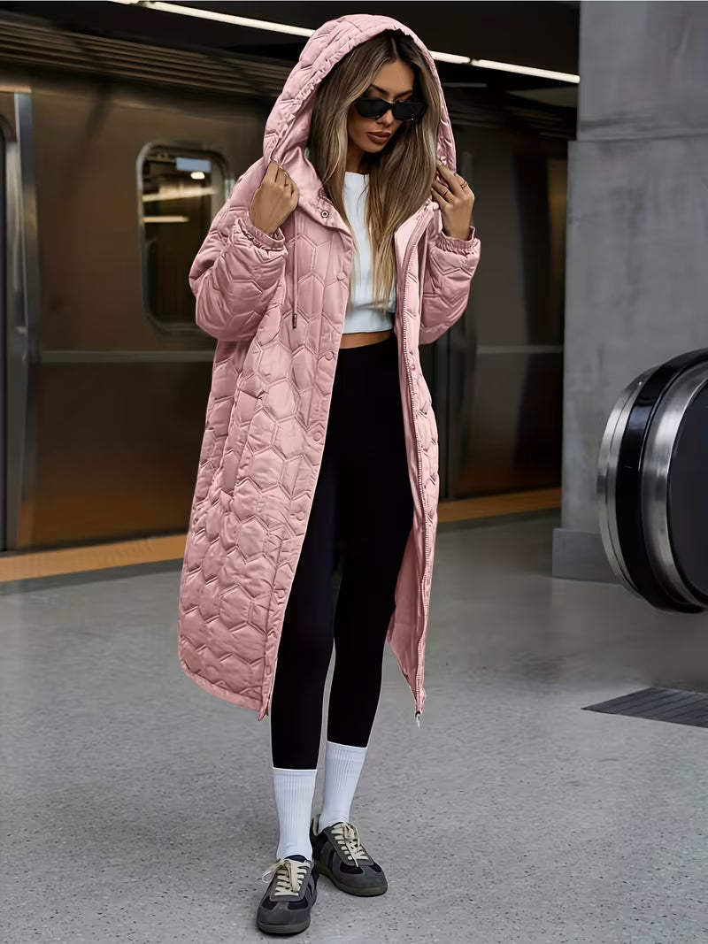 Feline | Longline Gequiltte Hooded Coat