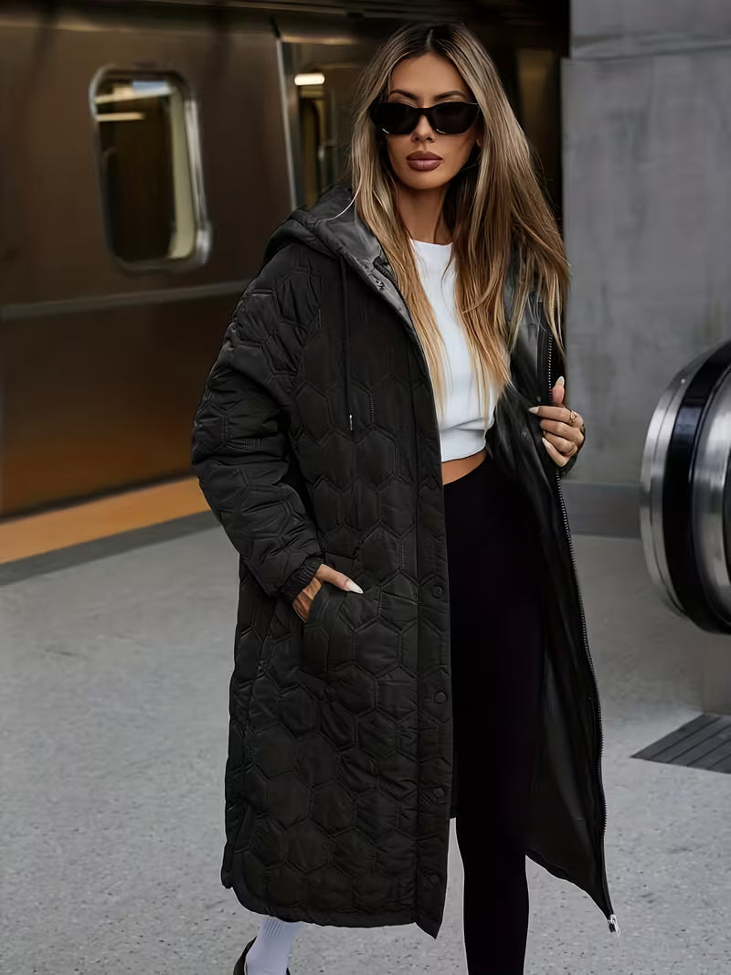 Feline | Longline Gequiltte Hooded Coat