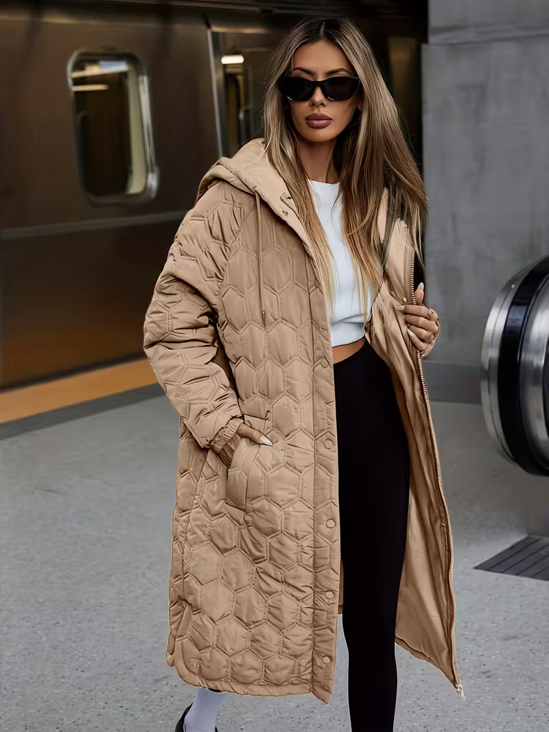 Feline | Longline Gequiltte Hooded Coat