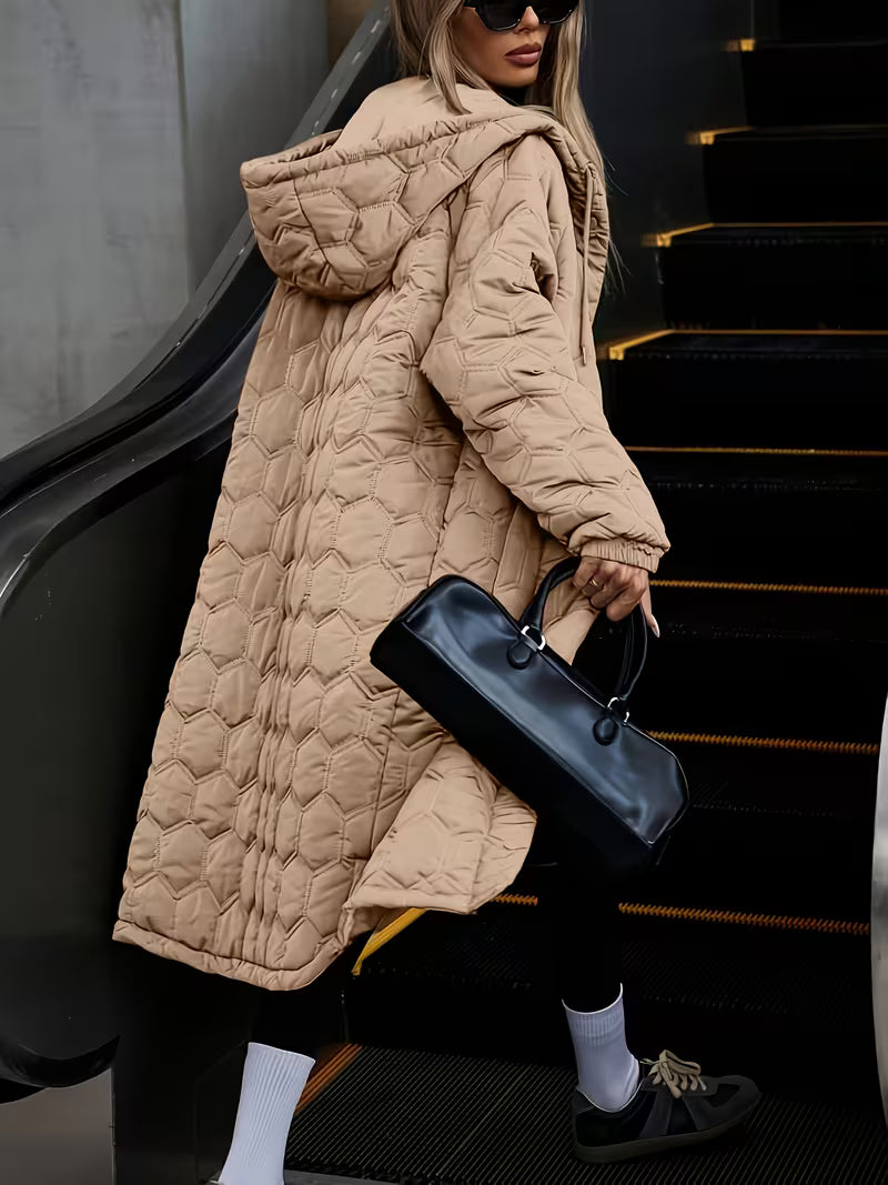 Feline | Longline Gequiltte Hooded Coat