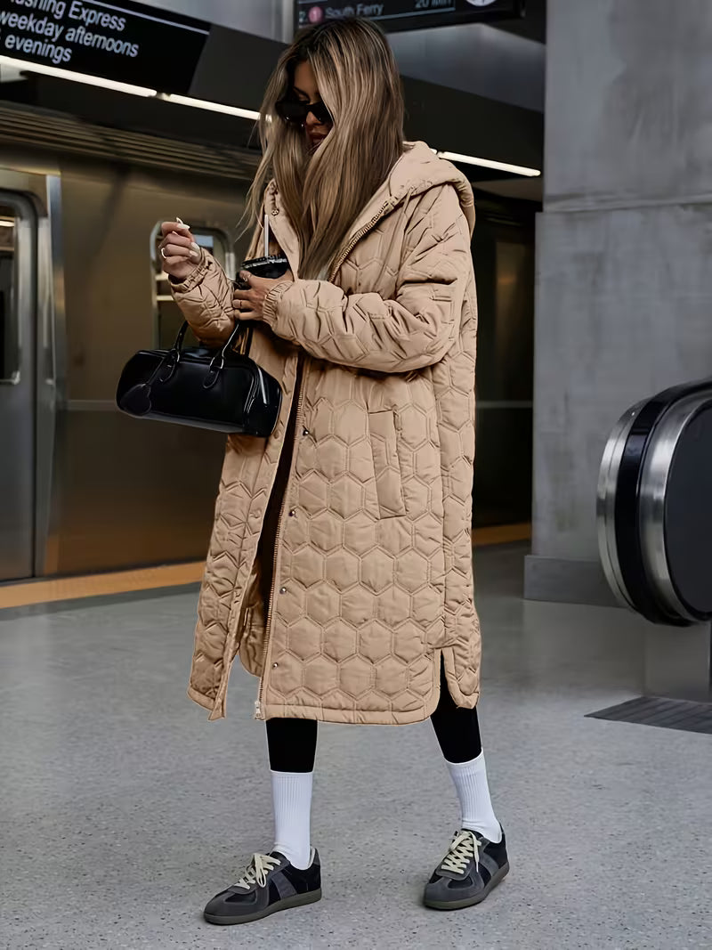 Feline | Longline Gequiltte Hooded Coat