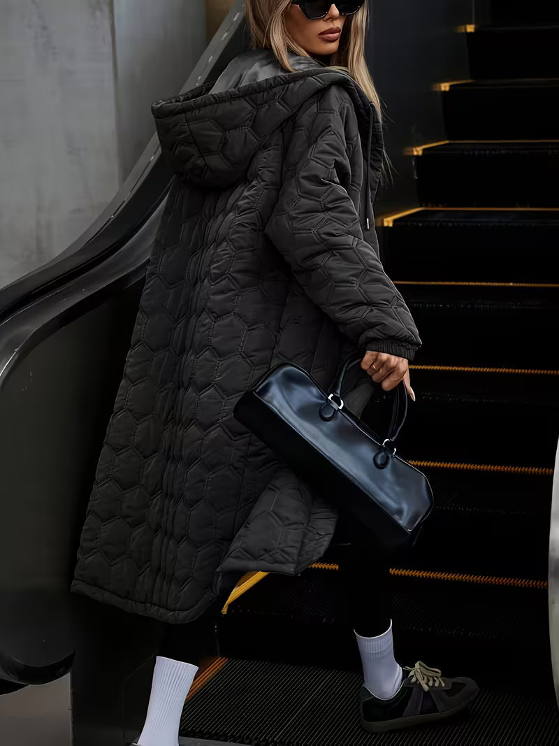 Feline | Longline Gequiltte Hooded Coat