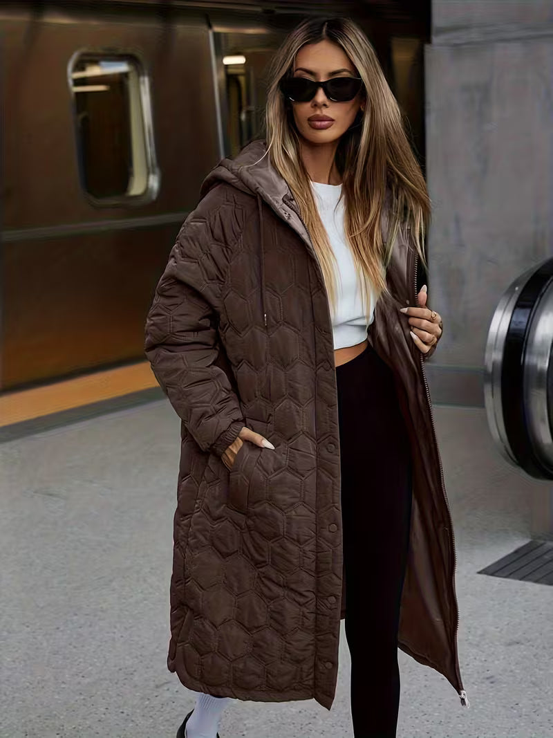 Feline | Longline Gequiltte Hooded Coat