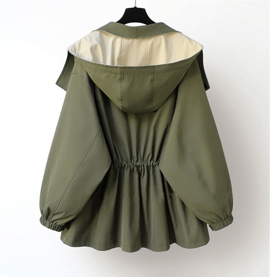 Willemijn | Oversized Windbreaker Regenjas met Contrast Kraag