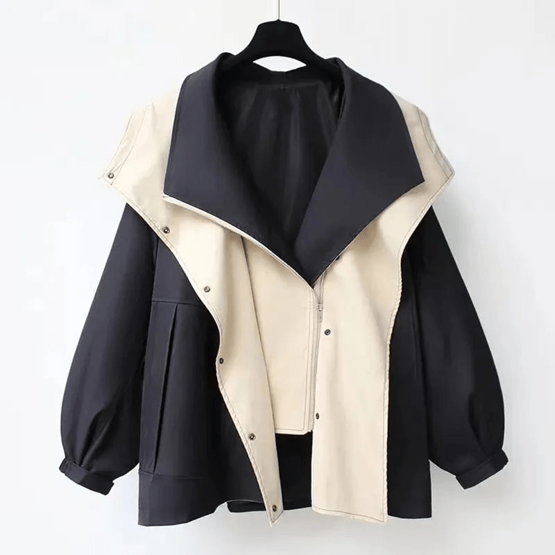 Willemijn | Oversized Windbreaker Regenjas met Contrast Kraag