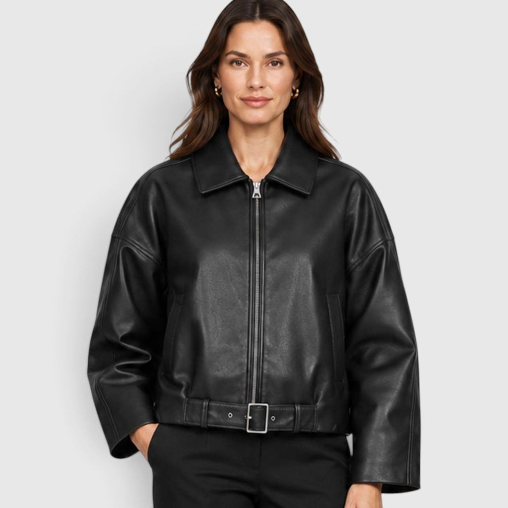 Yara | Oversized Cropped Vegan Leren Jas