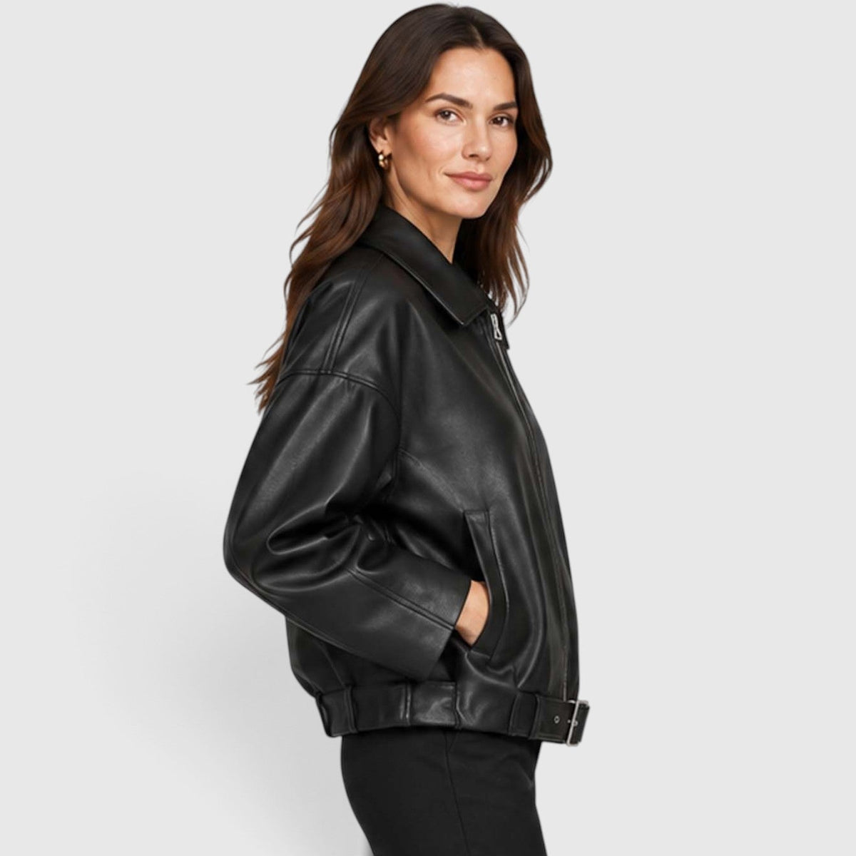 Yara | Oversized Cropped Vegan Leren Jas