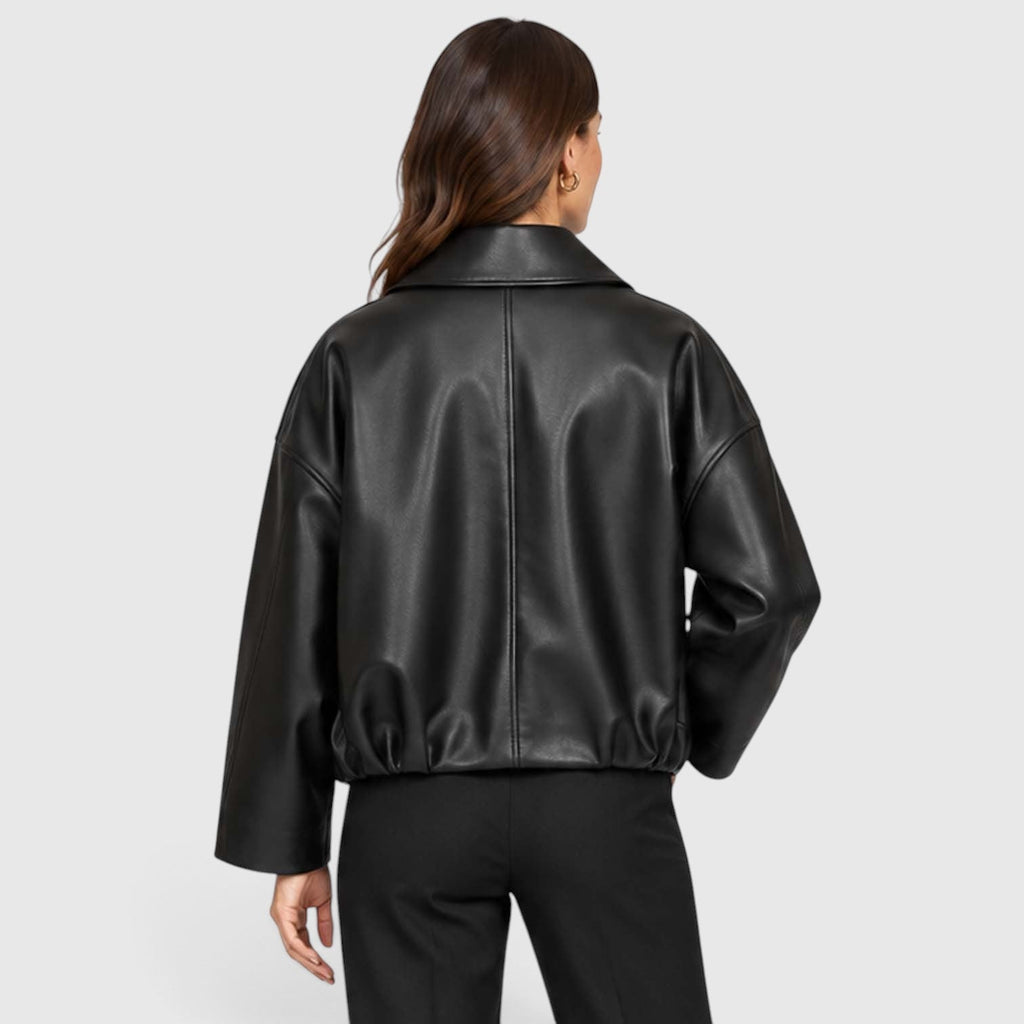 Yara | Oversized Cropped Vegan Leren Jas