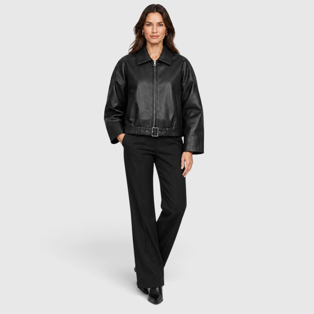 Yara | Oversized Cropped Vegan Leren Jas