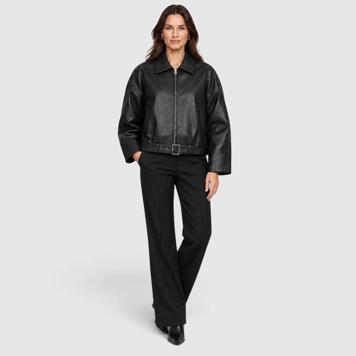 Yara | Oversized Cropped Vegan Leren Jas