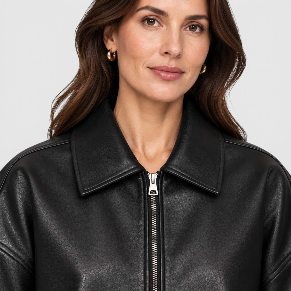 Yara | Oversized Cropped Vegan Leren Jas