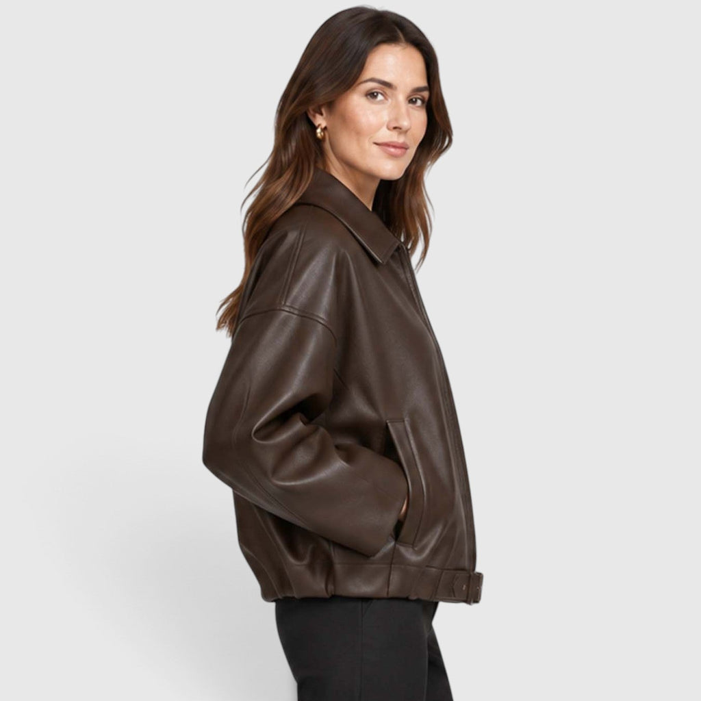 Yara | Oversized Cropped Vegan Leren Jas