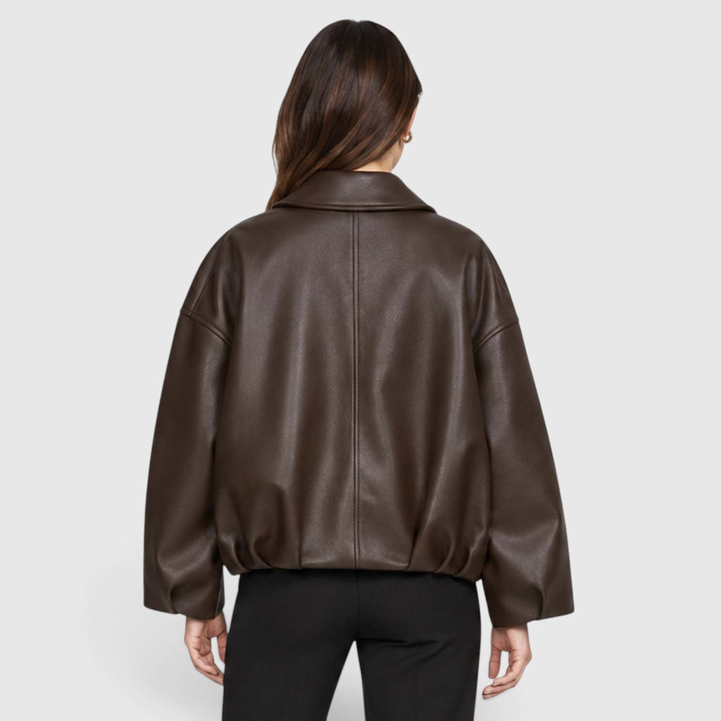 Yara | Oversized Cropped Vegan Leren Jas