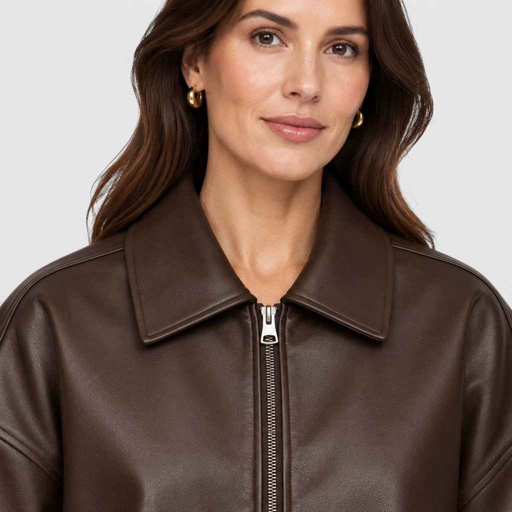 Yara | Oversized Cropped Vegan Leren Jas