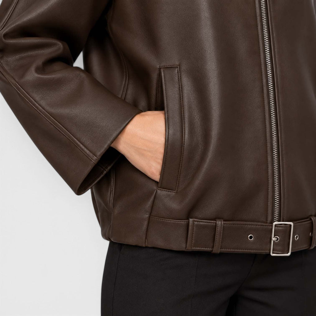 Yara | Oversized Cropped Vegan Leren Jas
