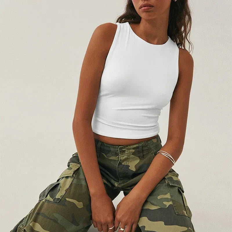 Nadja | Passend mouwloos Crop-Top